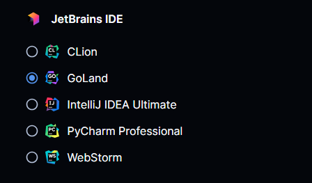 JetBrains Gateway IDes list