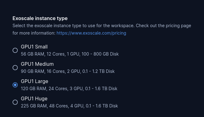 Exoscale instance types category and exclude